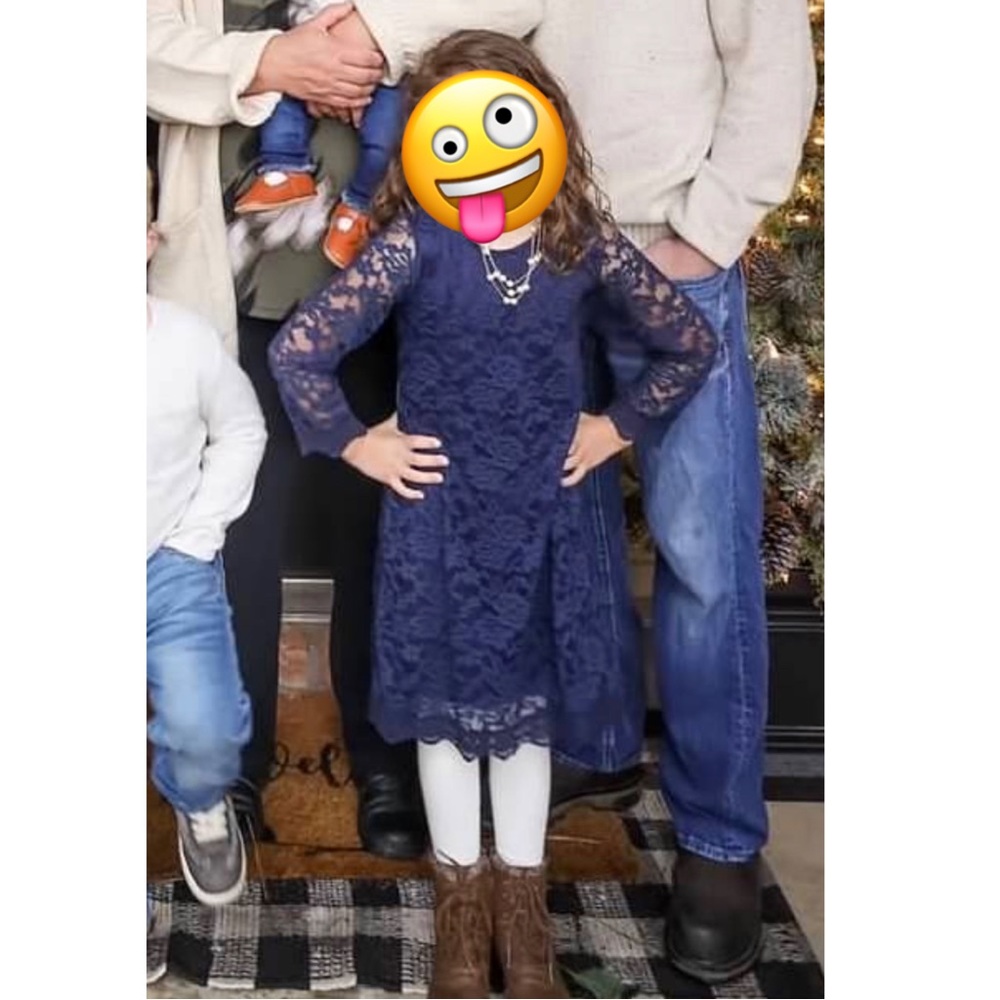 Long sleeve, short, navy lace dress